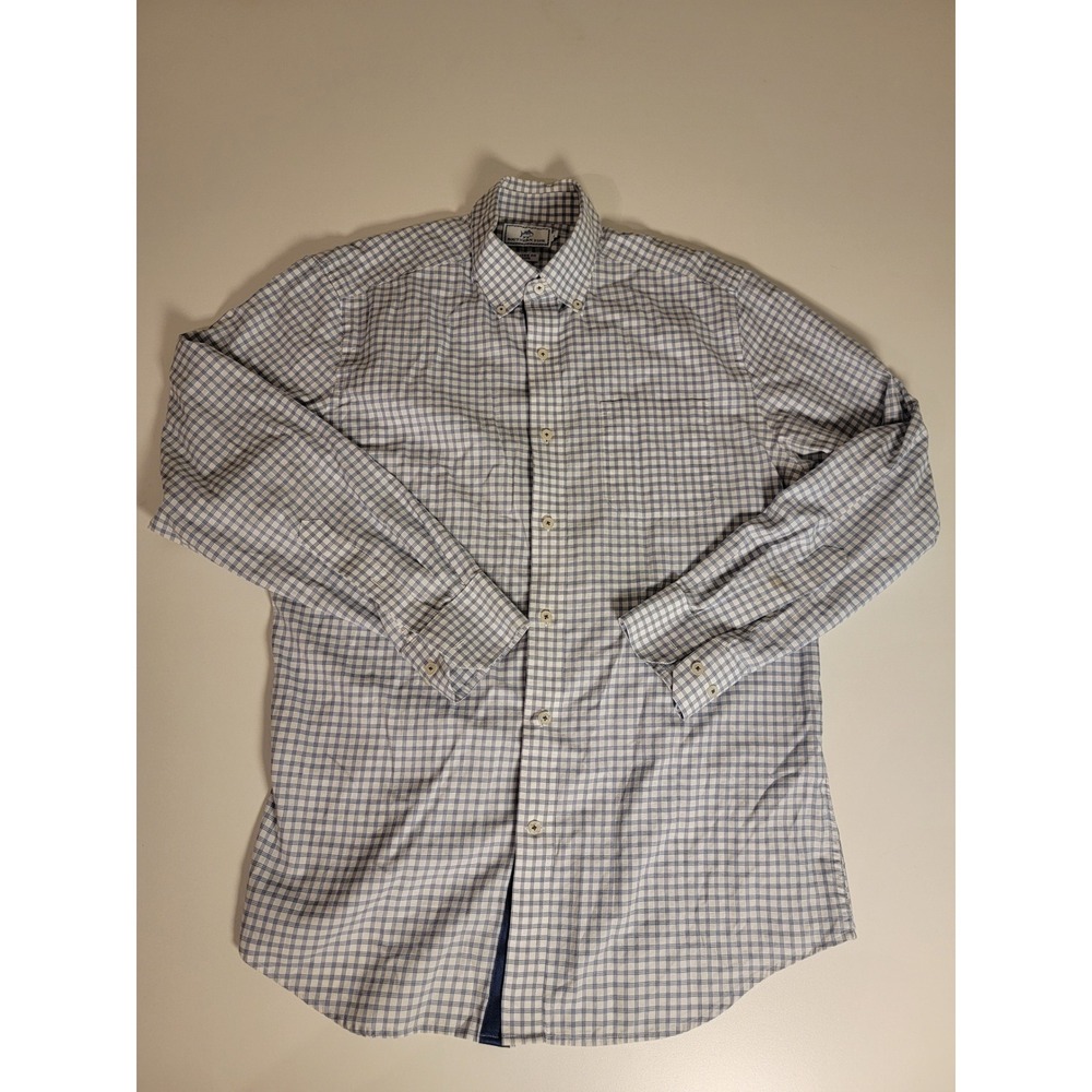 Southern Tide Mens Classic Fit Gingham Button Down Shirt Blue White Size Medium